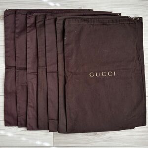 Set of 7 Gucci Brown Cotton Dust Bag with Gold Logo